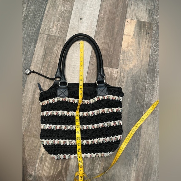 The SAK Cambria Black Multi Woven Boho Ribbon Crochet Tote Shoulder Bag - Picture 9 of 10